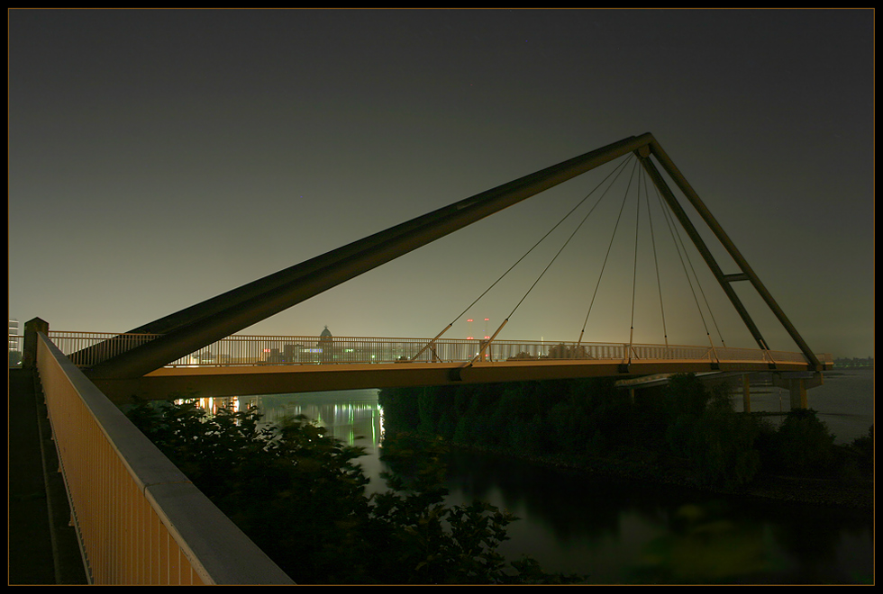 Pedestrians bridge at the Media-harbour