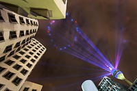 Lichtshow am Düsseldorfer Rheinturm